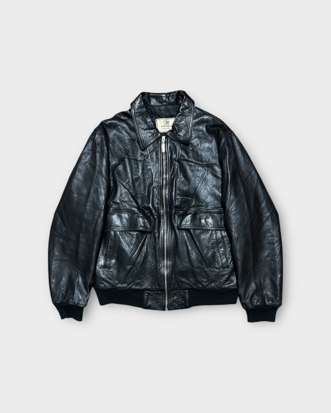 vintage black leather jacket イタリア製 希少 80's イタリア製 A2type 本革レザー フライトJKT 黒 XL - メルカリ