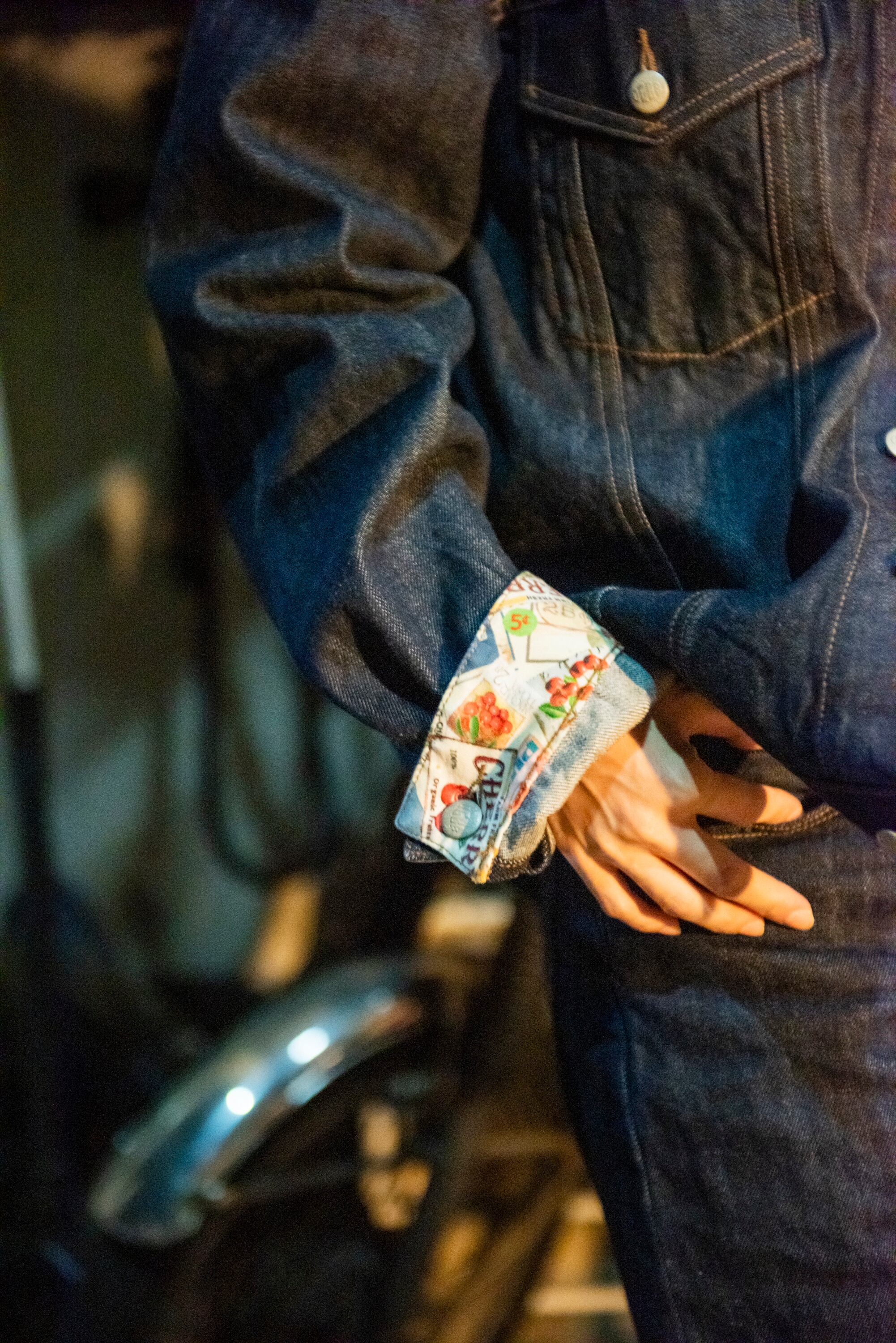 ショップ 極美品 DGBB 725 デニムジャケット 限定 チェリーパイ裏地 L