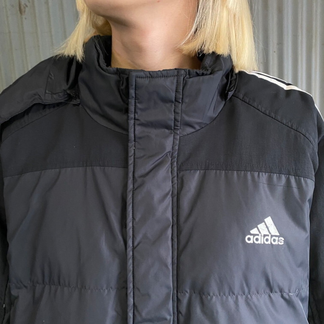00年代 adidas アディダス ナイロン 3ライン ダウンジャケット メンズ 