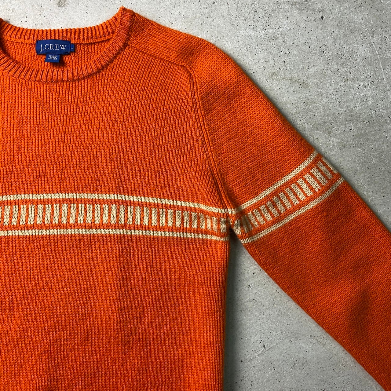90年代 J.CREW ジェイクルー ウールニットセーター ラインデザイン 