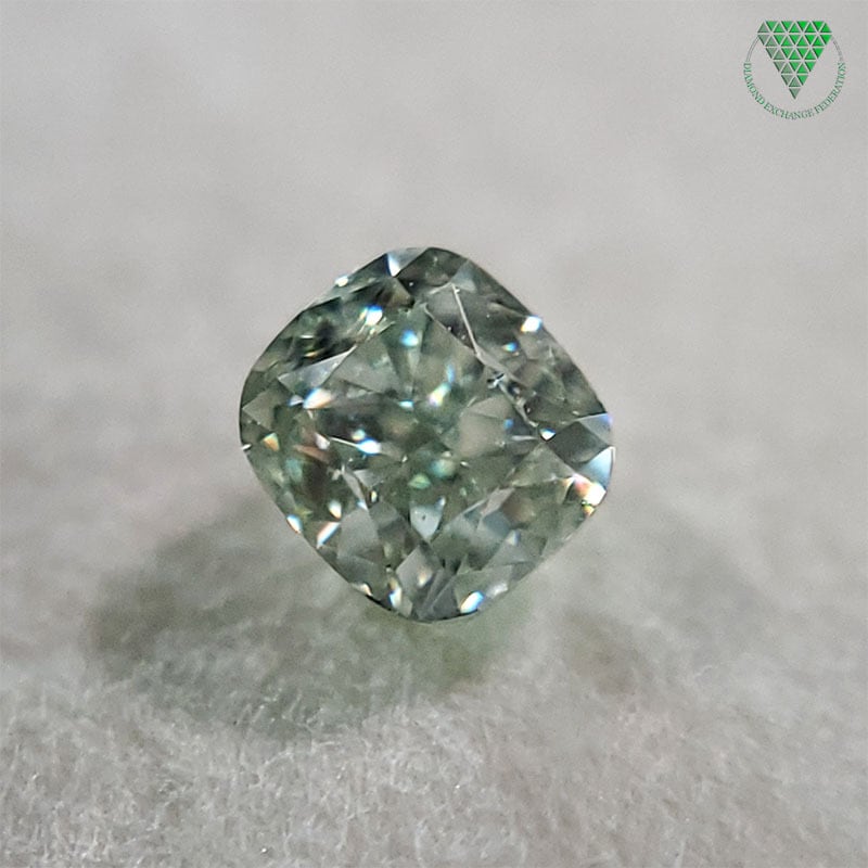 0.152 ct FANCY GREEN VS2 CGL 天然 グリーン ダイヤモンド クッション 