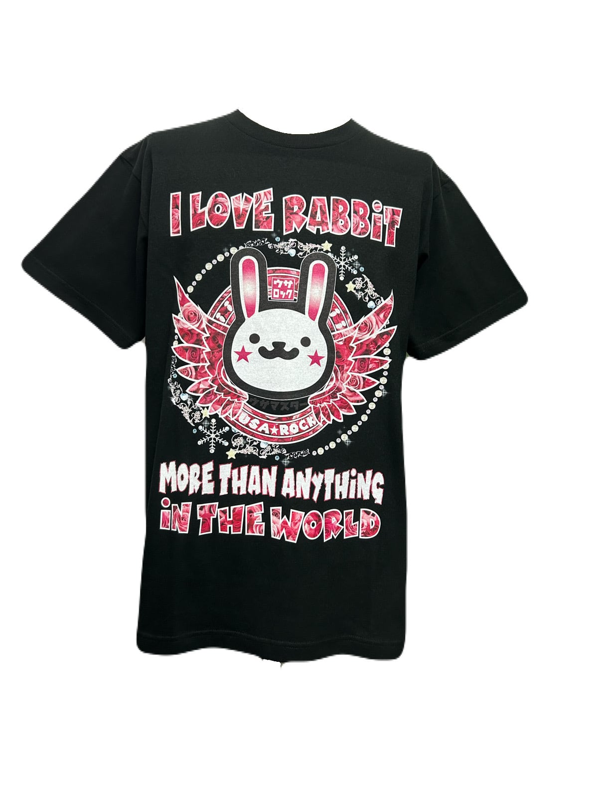 ウサロックロゴTシャツ ピンク薔薇 うさぎTシャツ | ウサロック