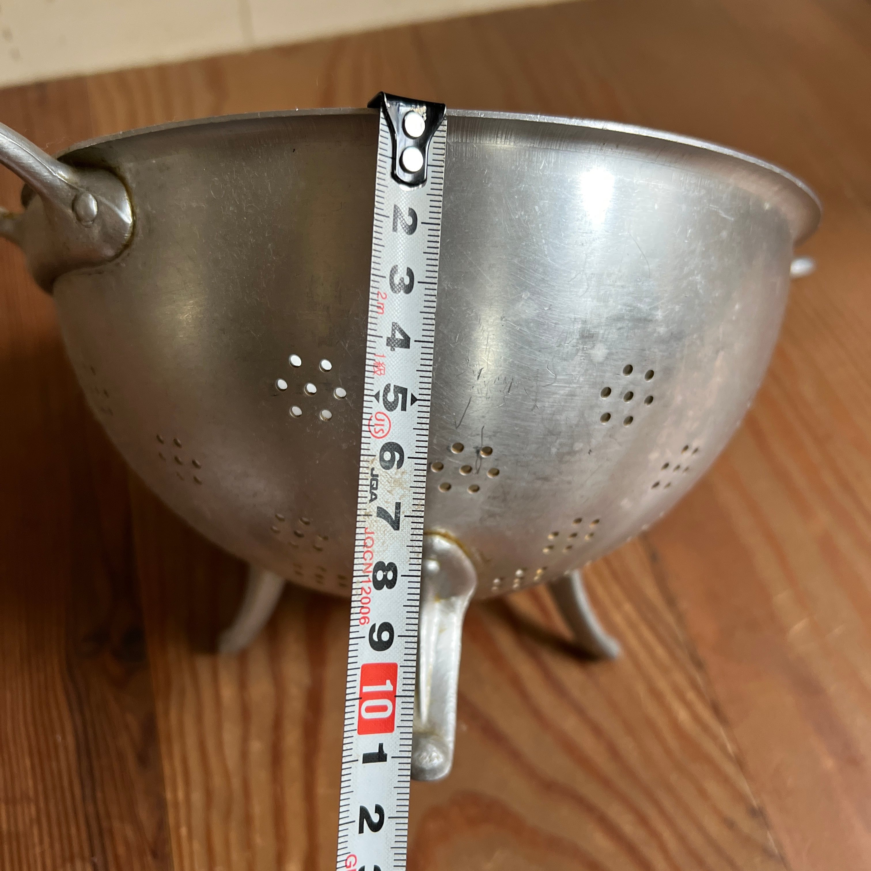 アルミの コランダー フレンチアンティーク