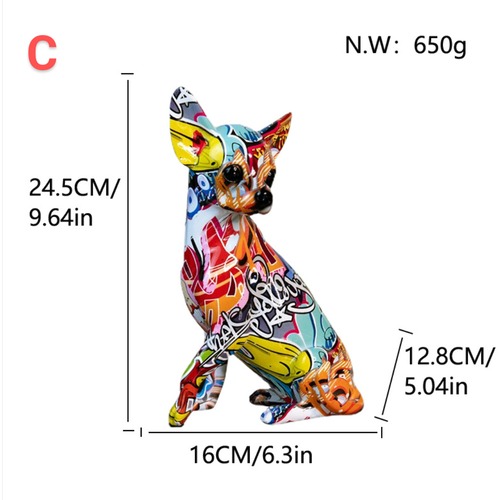 チワワ フィギュア グラフィティアート ストリートアート 樹脂製 置物 インテリア雑貨 アート オブジェ モダン ポップアート カラフル 犬 動物 オーナメント
