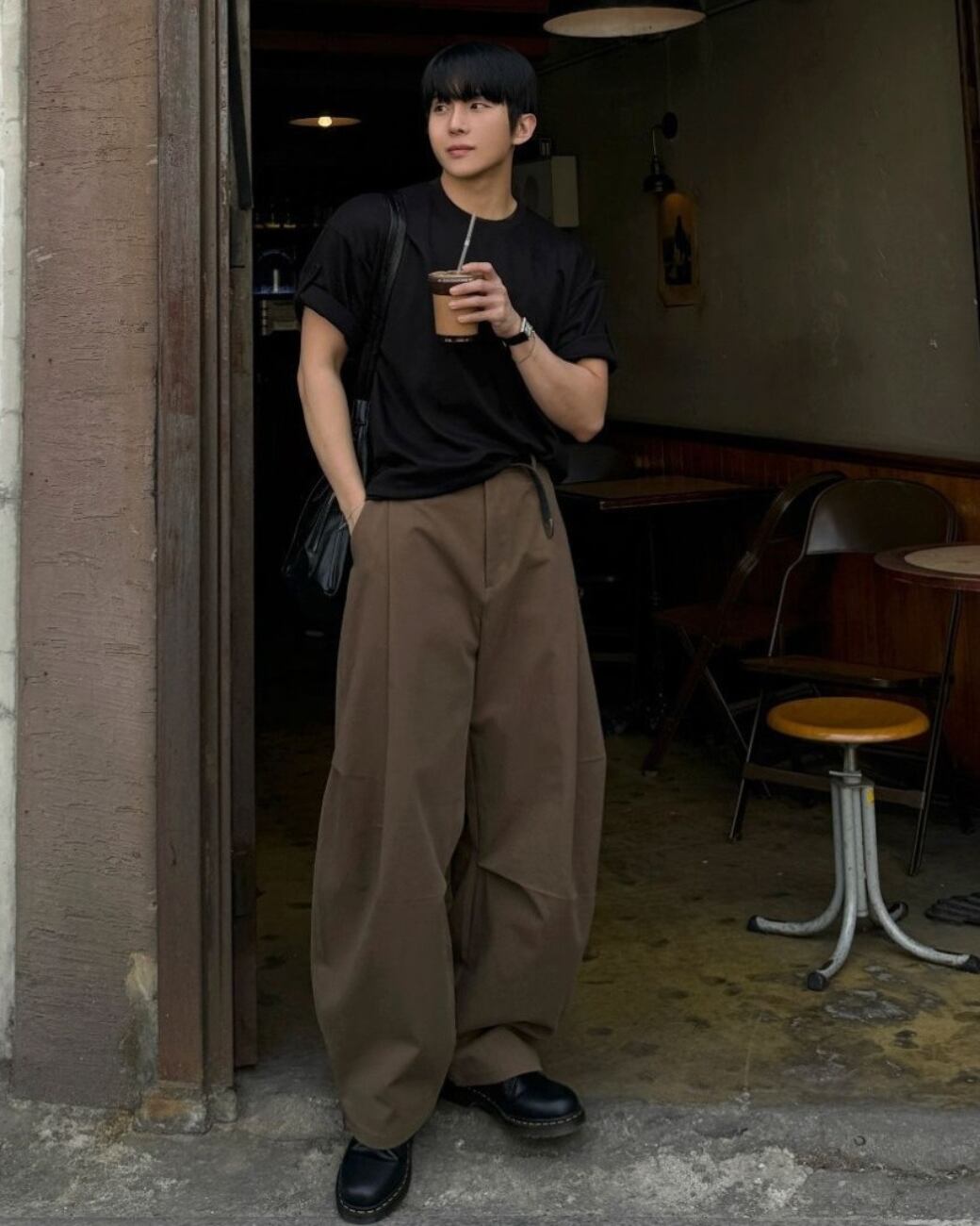 00s vintage プリーツワイドスラックス カーキ 日本製 カシミヤ混 スラックス 古着 プリーツワイドスラックス｜Pleated