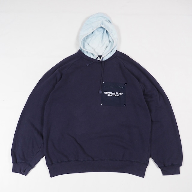 GAP chambray hooded sweatshirt XL /90's オールドギャップ フリーダムスリーブ スウェットパーカー