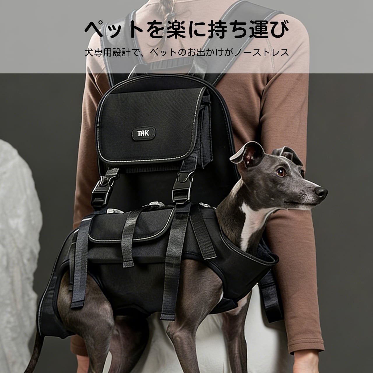 WQ10 .背板式ペットリュック 軽量大容量 犬用お出かけバッグ