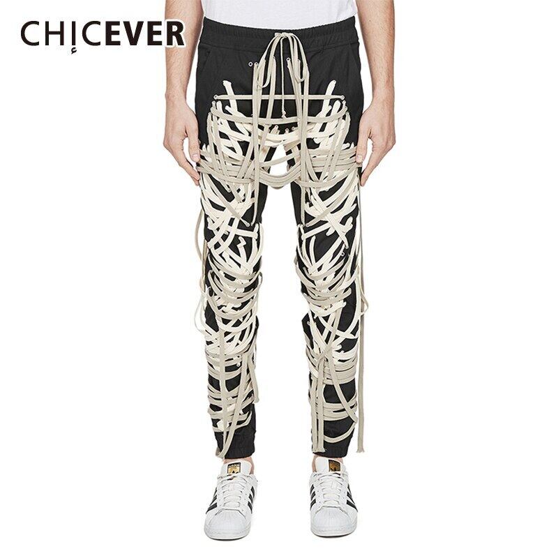 CHICEVERステッチヒットカラー包帯パンツ女性巾着伸縮性ウエストパンツ2020ストリートウェア エラスティック 6base592245604233