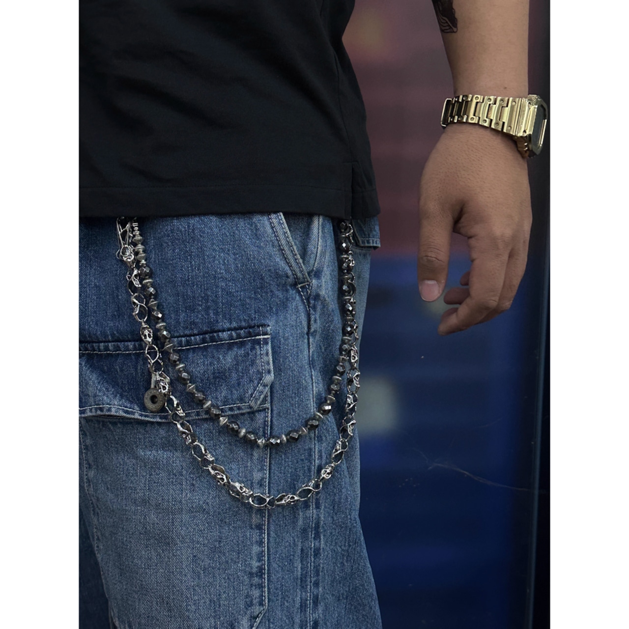 スケルトンダブルレイヤー ウォレットチェーン G178