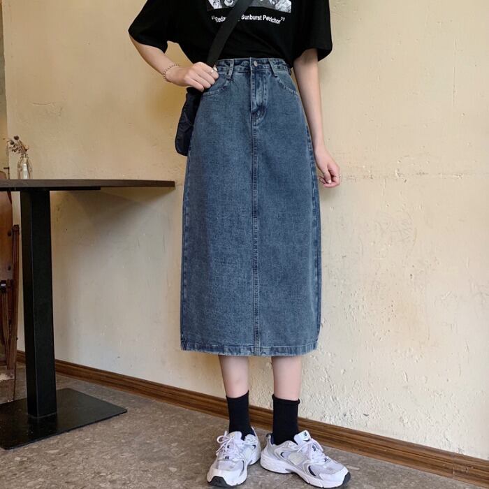 スカート スプリングオータムハイウェスト薄手Aライン 春物 秋物 1号婦人58432040119