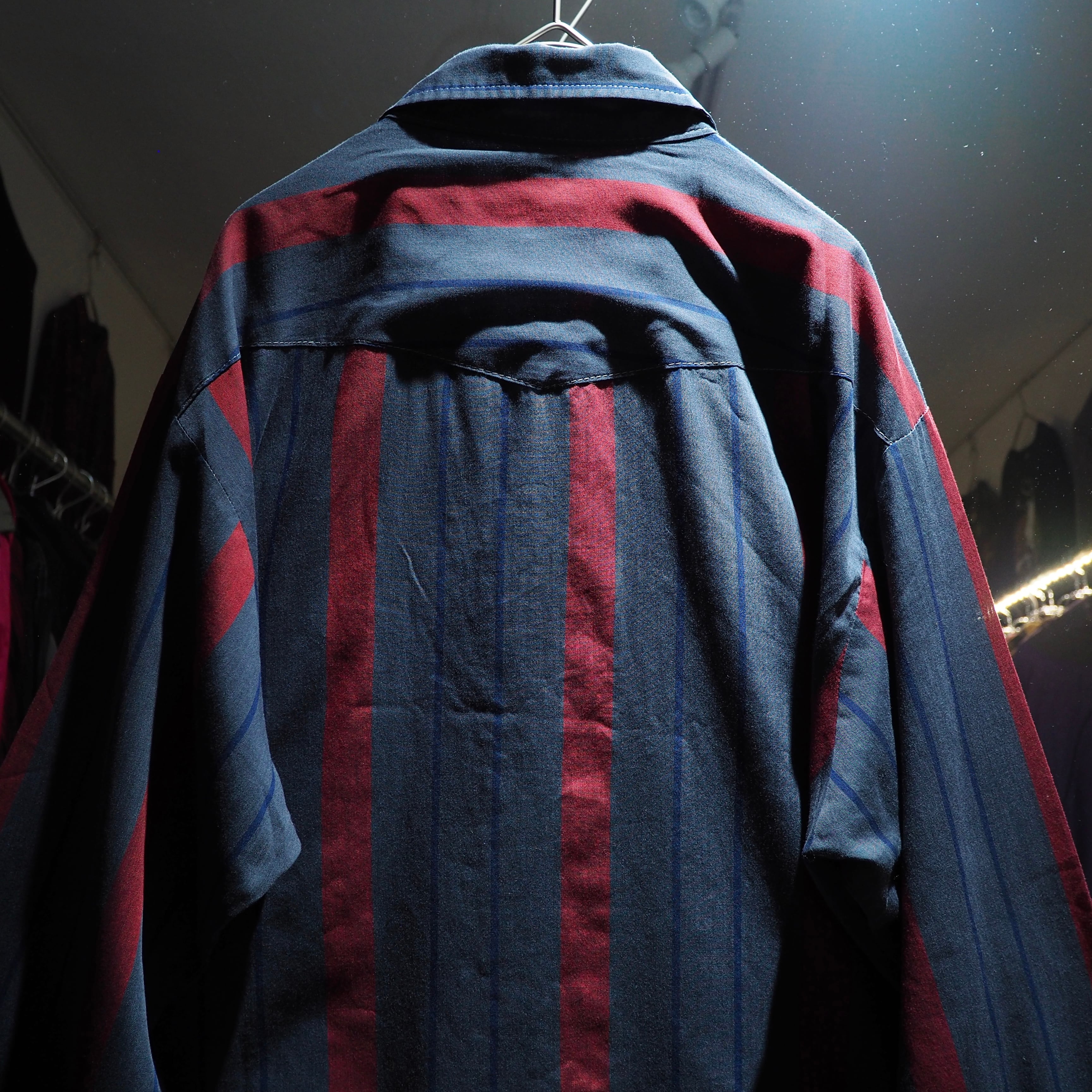 1980s Dark stripe pattern vintage loose western shirt