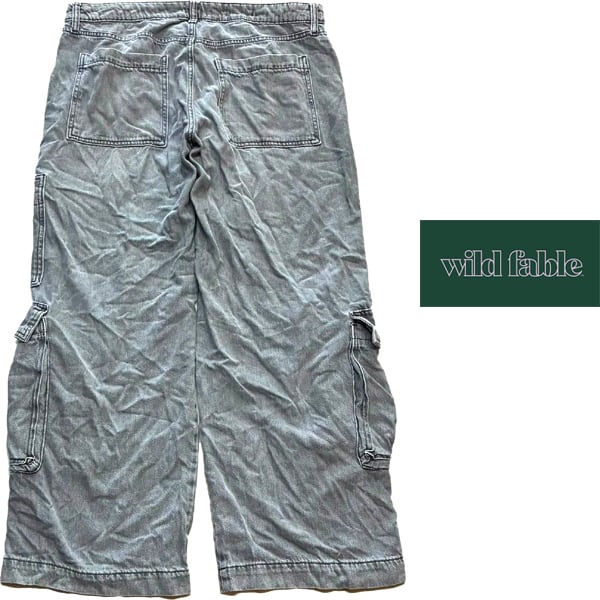 1点物◇グレーデニムカーゴパンツWild Fableワイドバギージーンズ古着