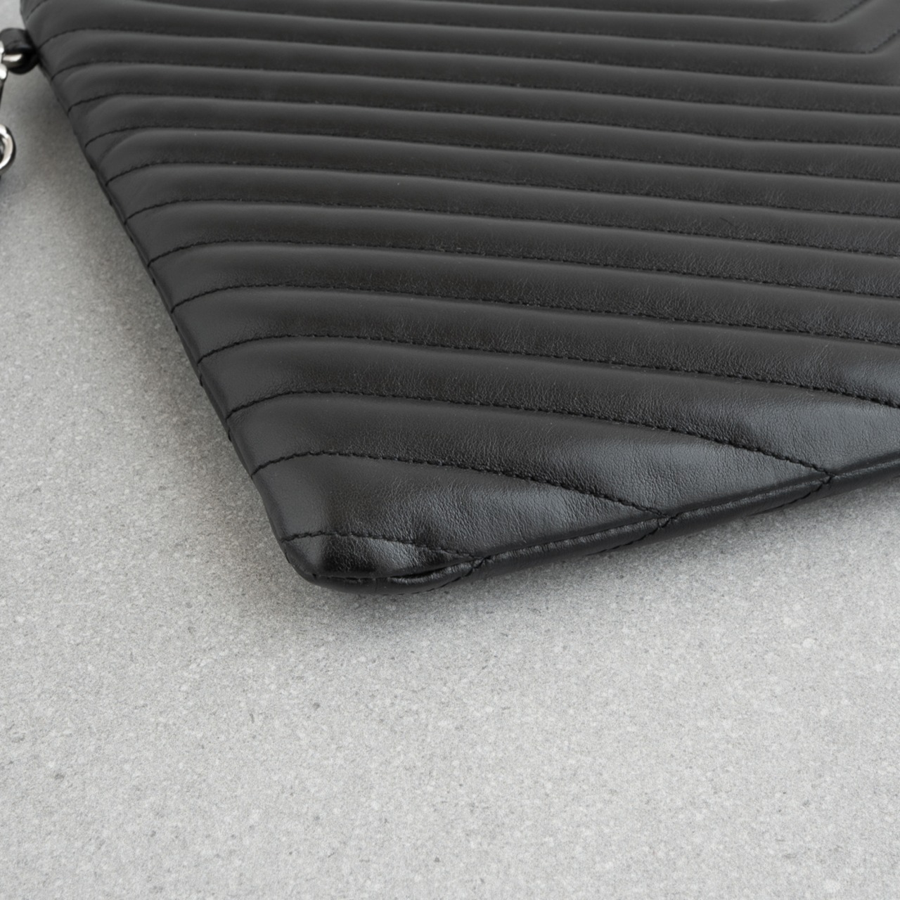 サンローラン クラッチバッグ キルティング ブラック レザー