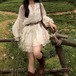 【2点セット】ティアードフリルヘムリボンキーネックワンピ+ベルト ・78504