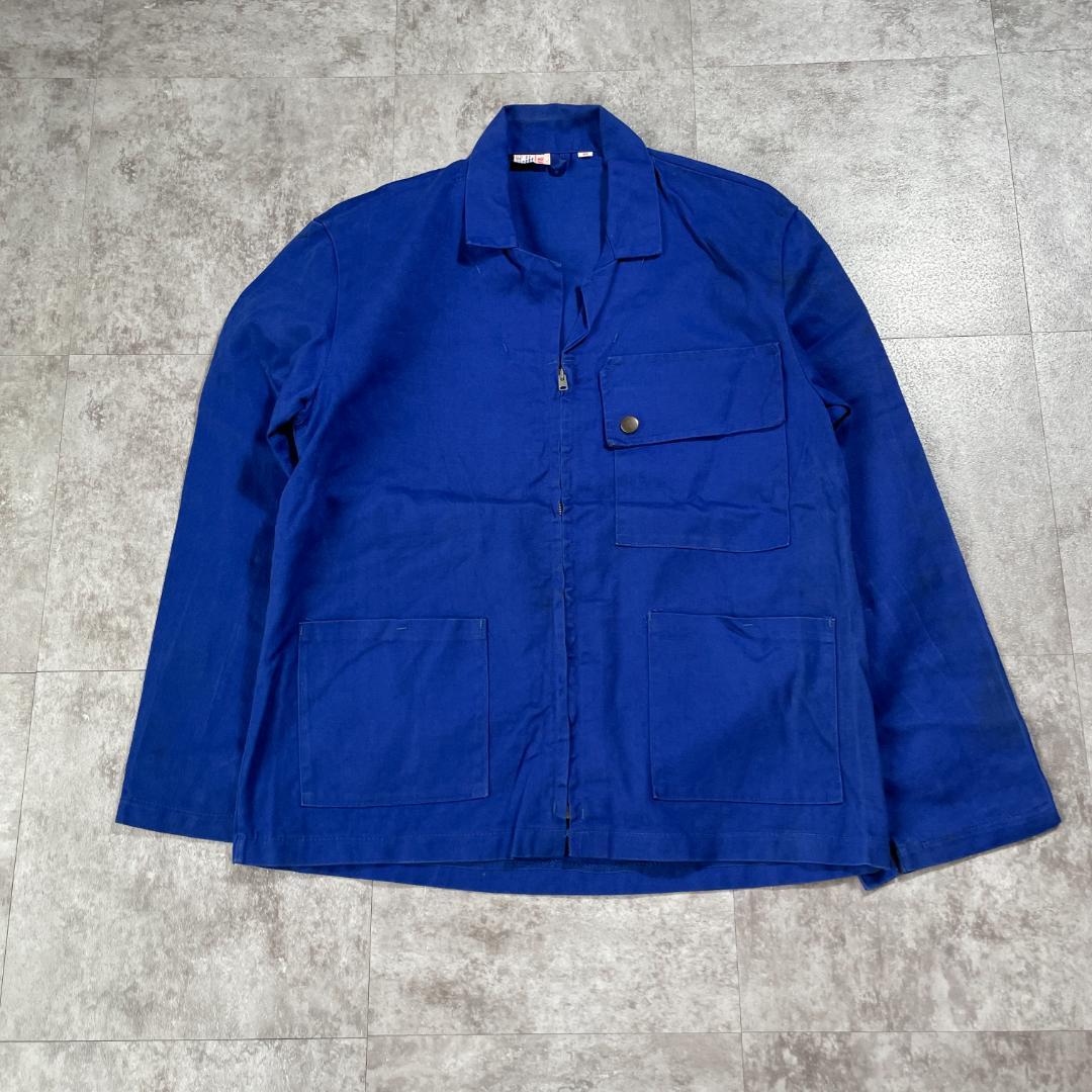 70年代　メタルボタン　フレンチワークジャケット　サイズs程　コットンツイル 70-80s 刺繍タグ コットンツイル メタルボタン フレンチワーク