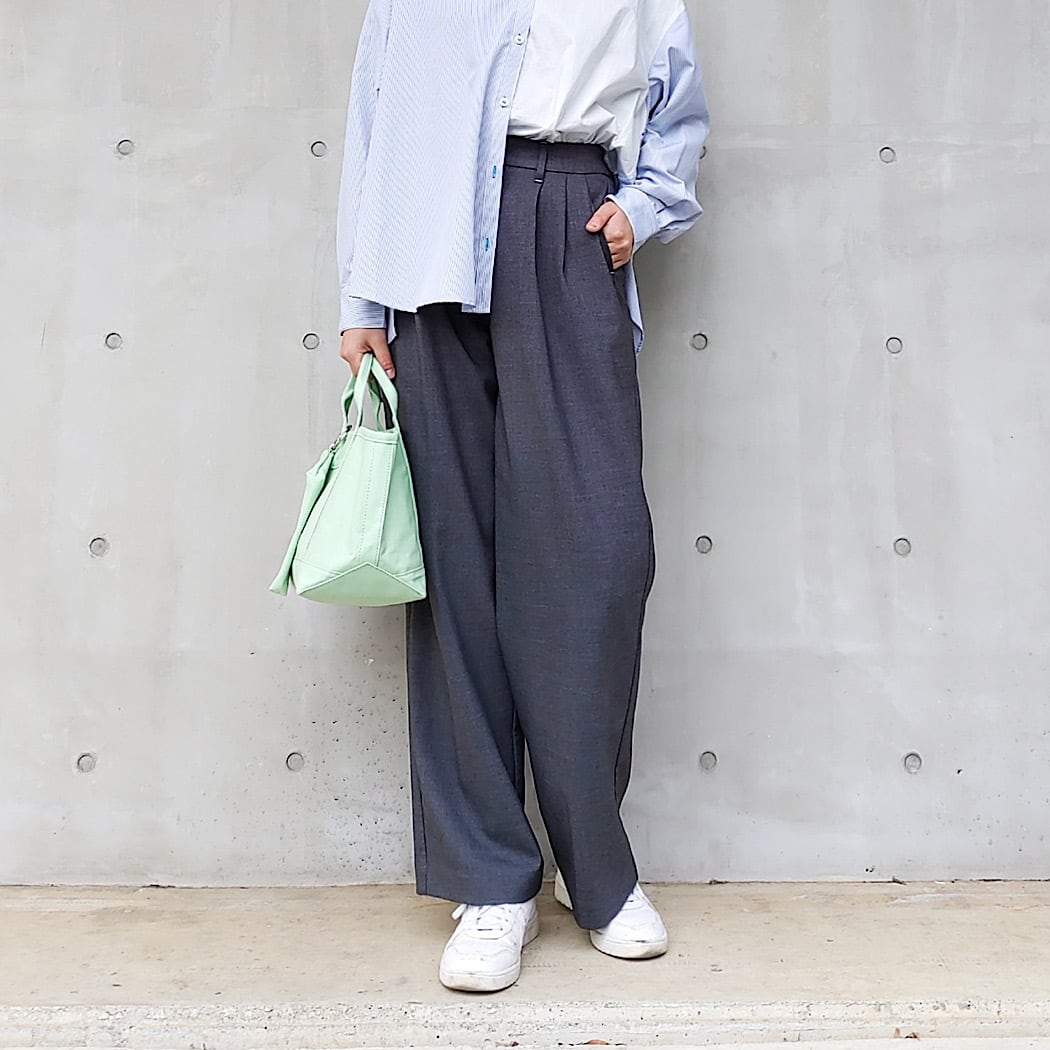 【セットアップ対応アイテム】テーパードワイドタックパンツ