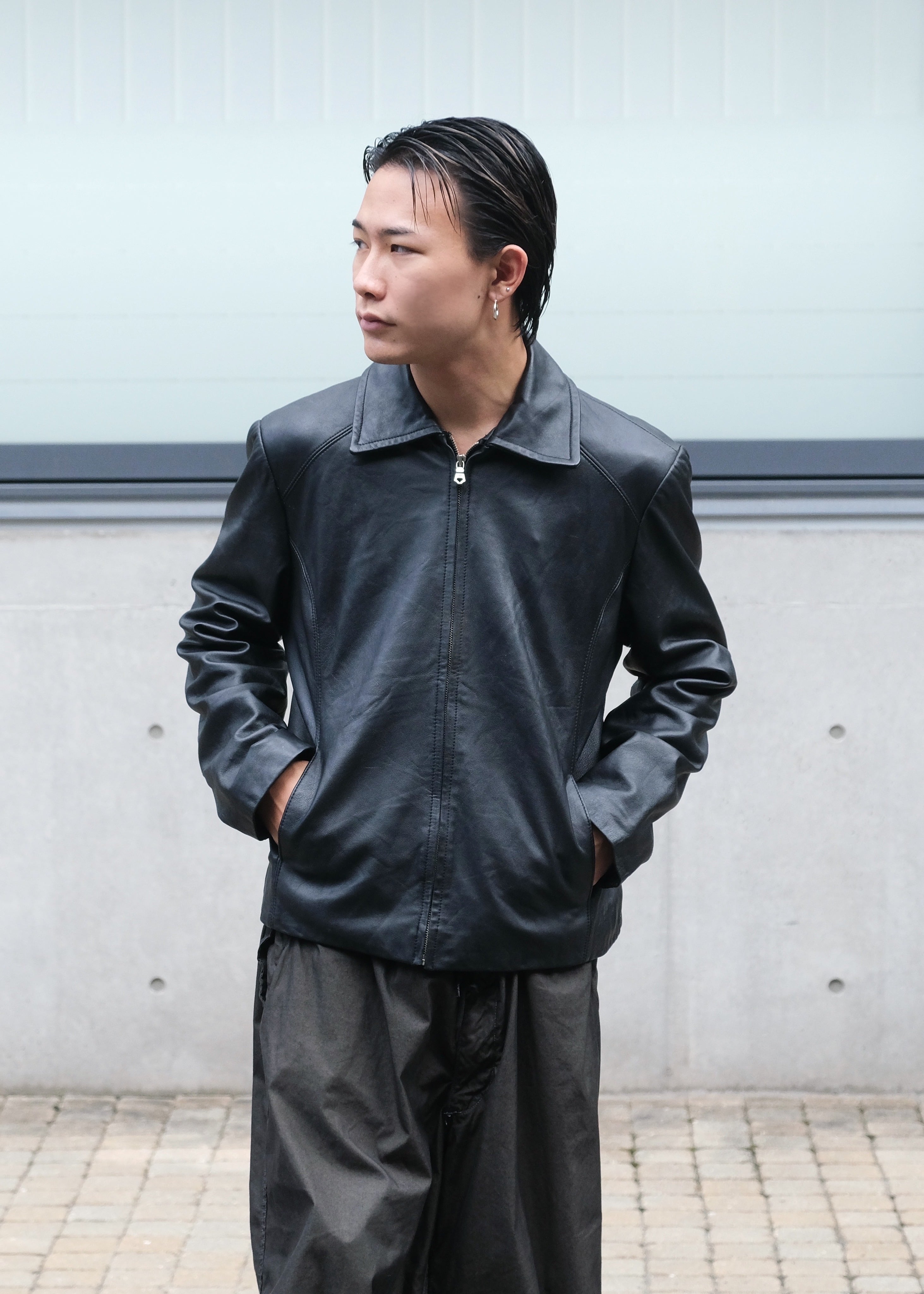 short length leather drizzler jacket | CETTEN