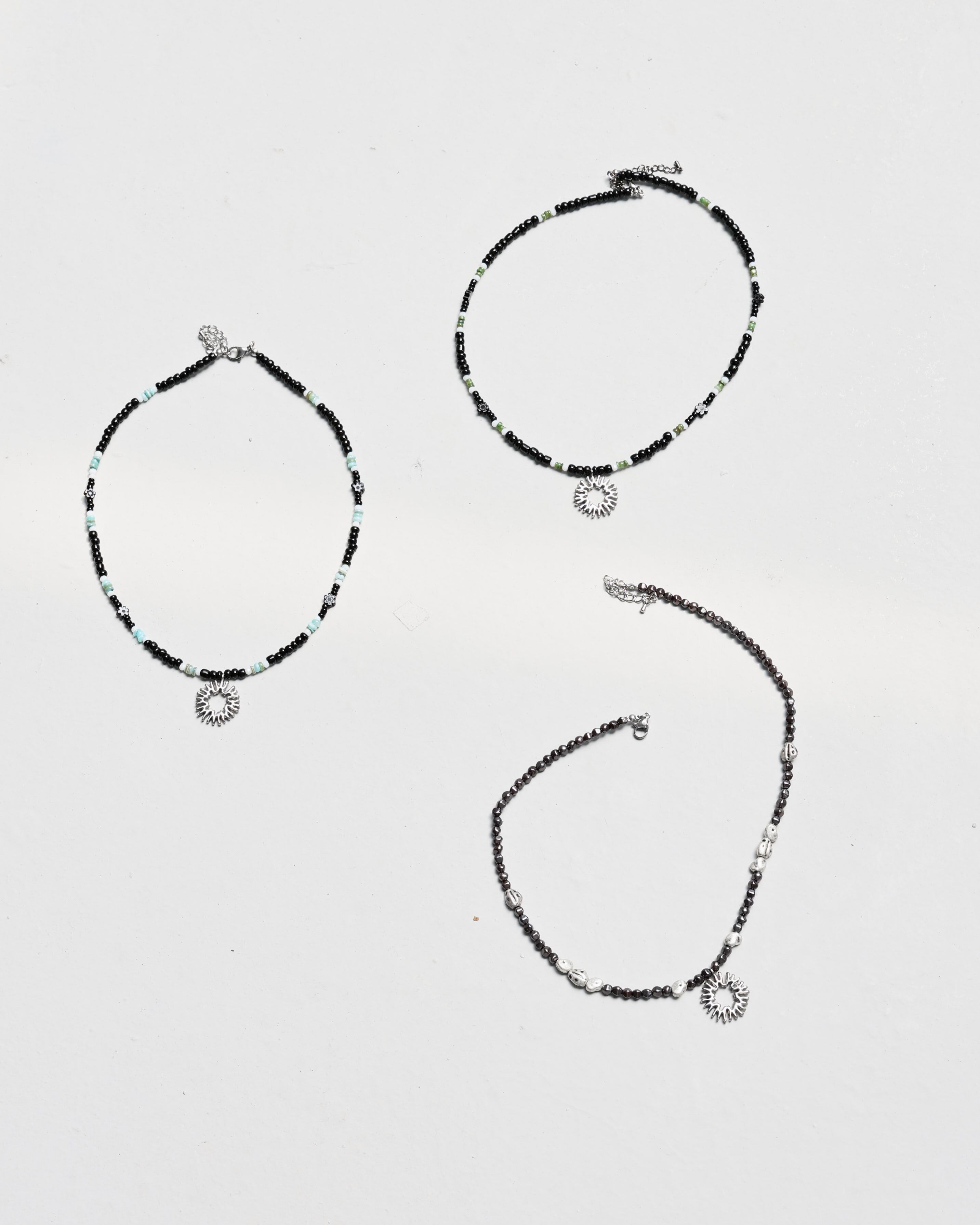 999HUMANITY] PEBBLE SYMBOL NECKLACE (BLACK SILVER) 正規品 韓国