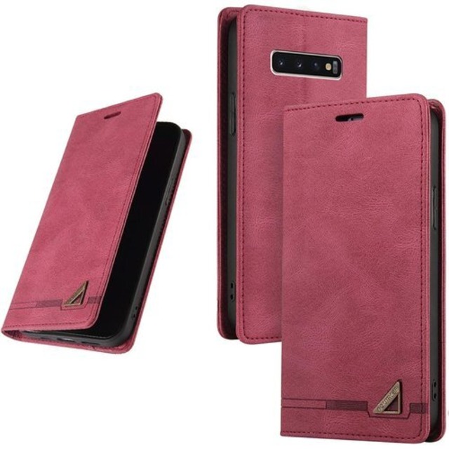 UnivoColors Galaxy S10 SCV41/SC-03L 手帳型ケース 高級合皮 スタンド機能 カード収納 マグネット式 TPUソフトカバー 全面保護 保護 衝撃吸収 RFIDブロッキング おしゃれ カバー ワイン色 6