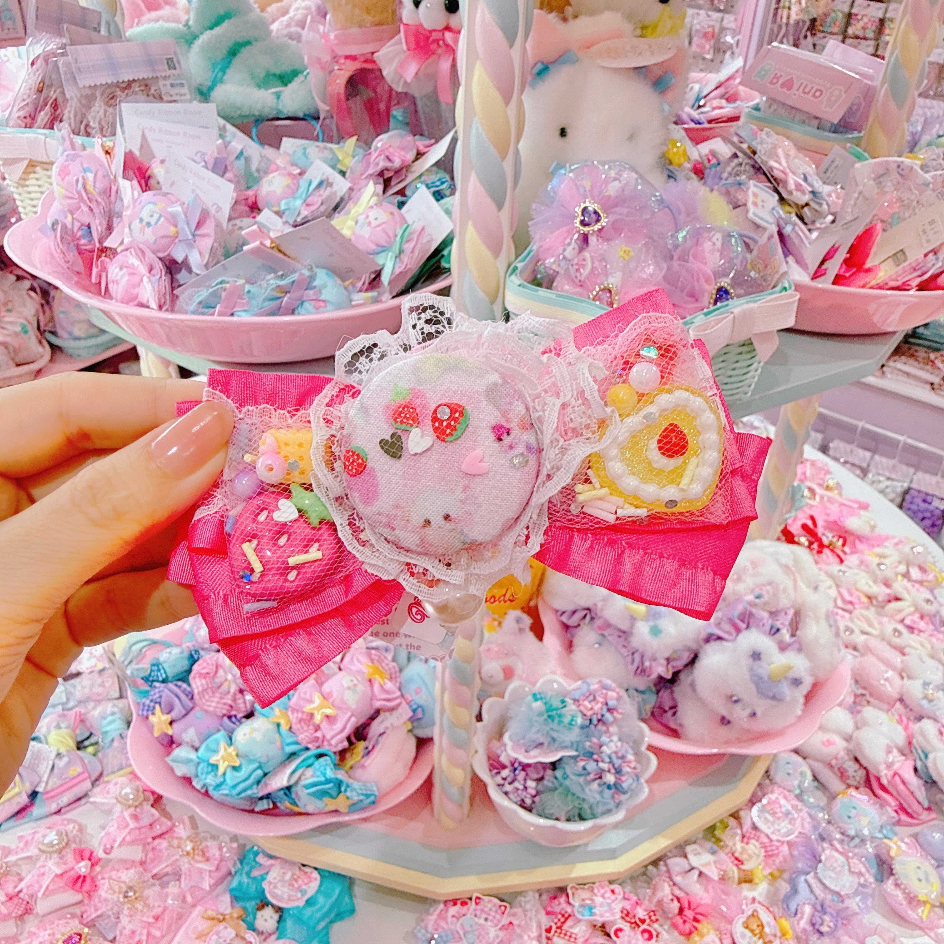 【R14】54-34くるみチュールリボンヘアクリップ