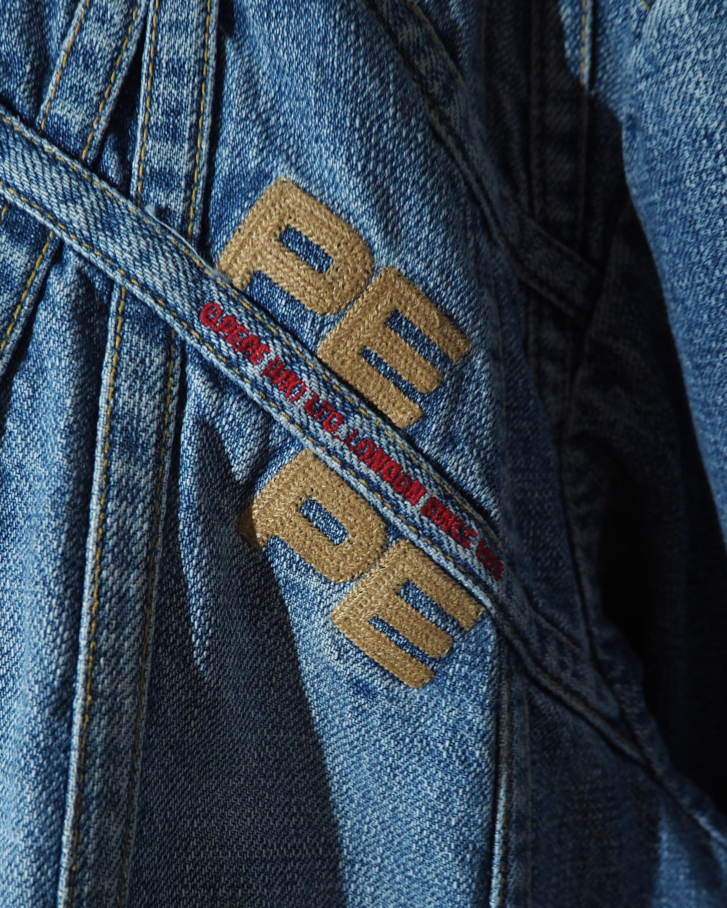 1990s ” Special - PEPE JEANS ” Crossed Lines × Logo Embroidery Vintage Loose Hoodie Denim Jacket
