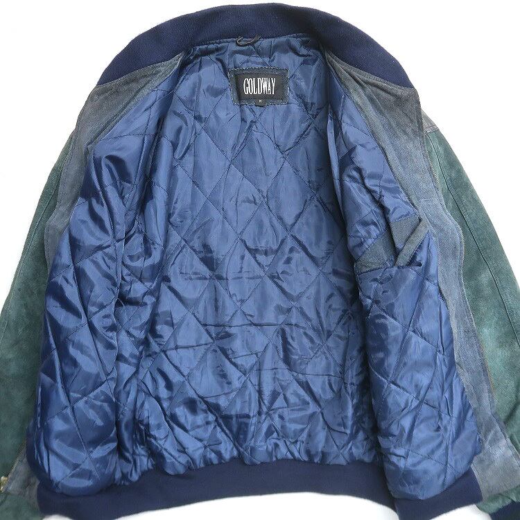 古着 GOLDWIN 本革 切り替え スウェードレザー スタジャン