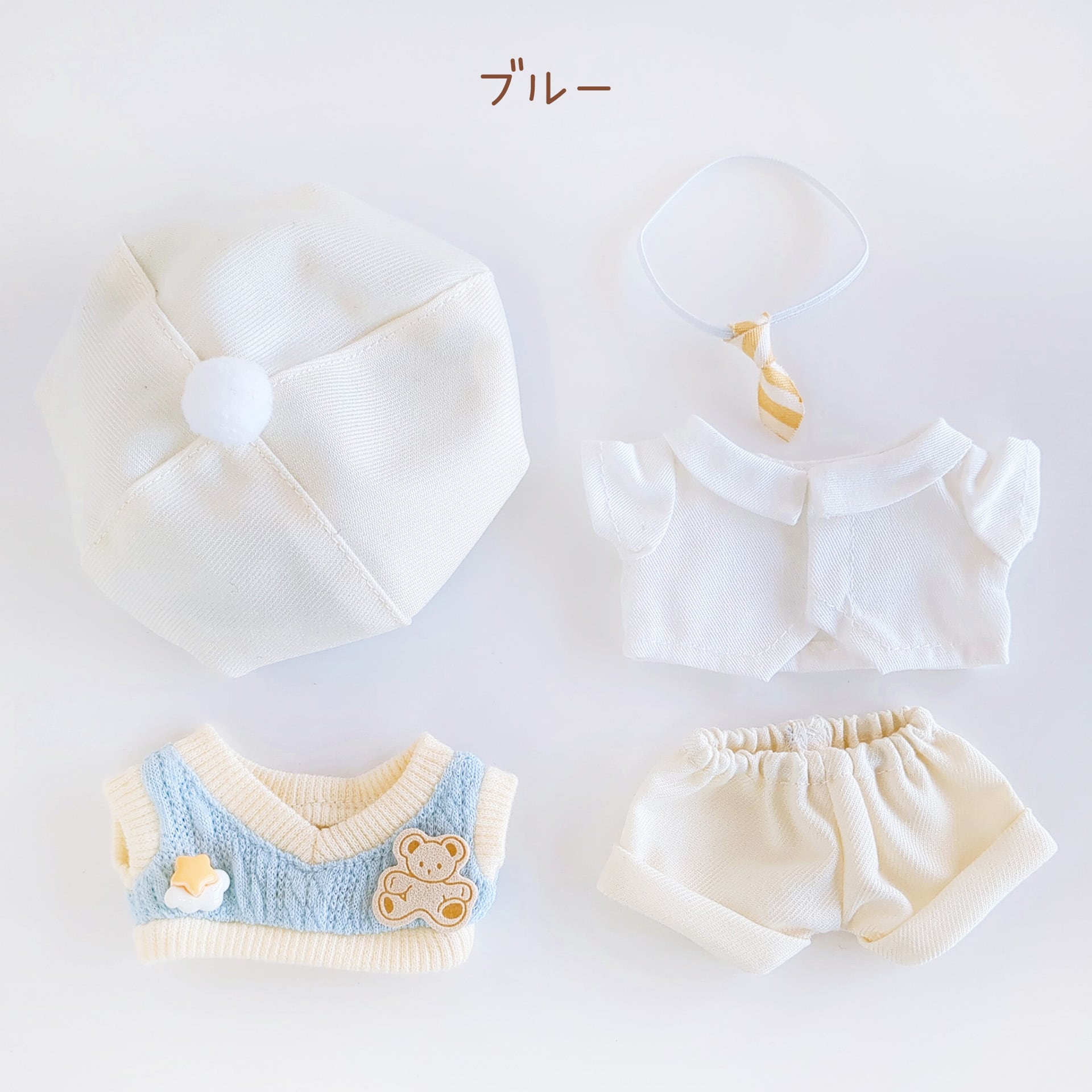 3M-1324【10cm】ベレー帽付きホワイトスクールセット | Little Closet