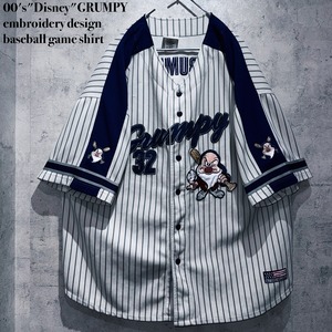 00's"Disney"GRUMPY embroidery design baseball game shirt