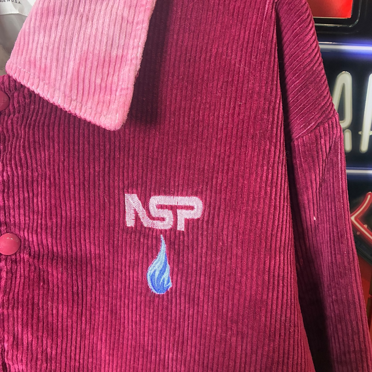 90s USA製　DeLONG コーデュロイスタジャン　ガス会社企業モノ　バーガンディ　L