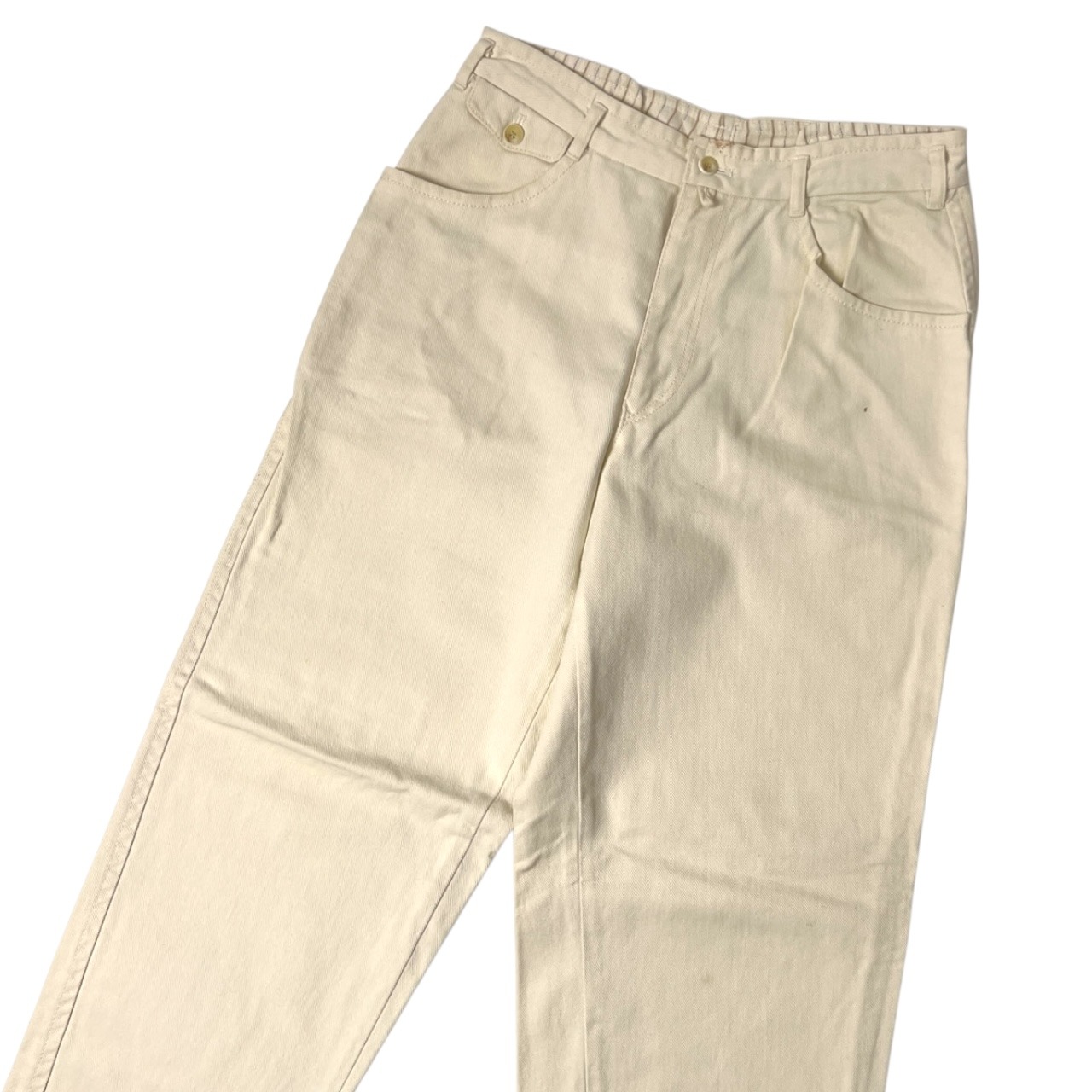 vintage monsieur NICOLE ニコル コットン テーパードパンツ L/アイボリー マリンパンツ