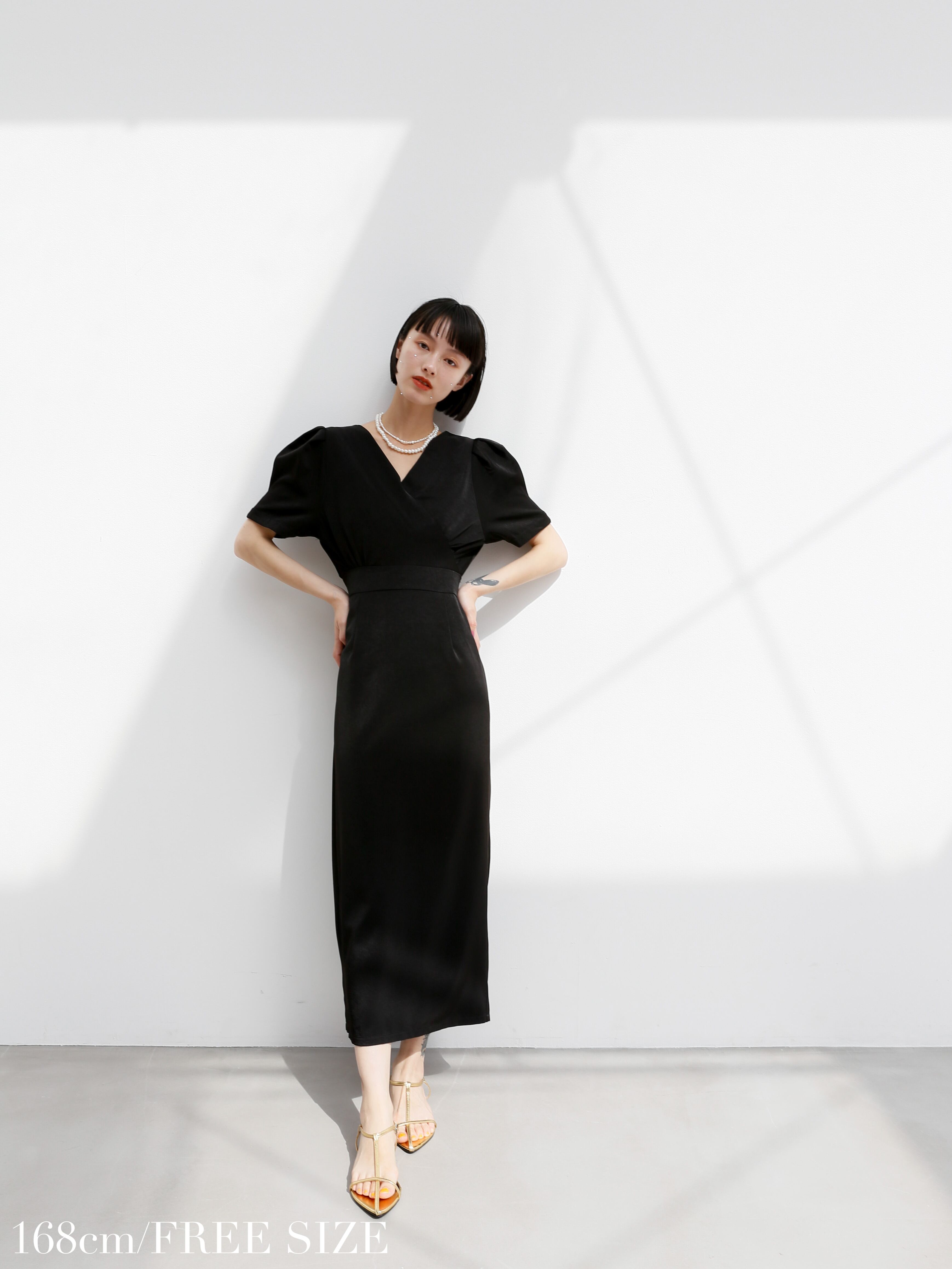 【未使用】Cara/v-neck maxi onepiece