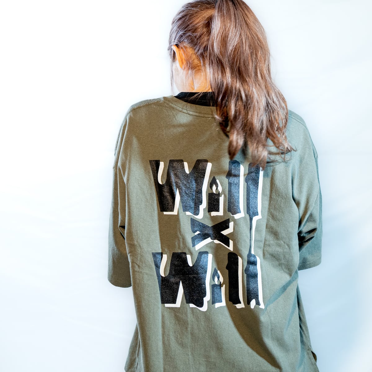 WillxWill Candle Light Big Silhouette T-shirts Olive