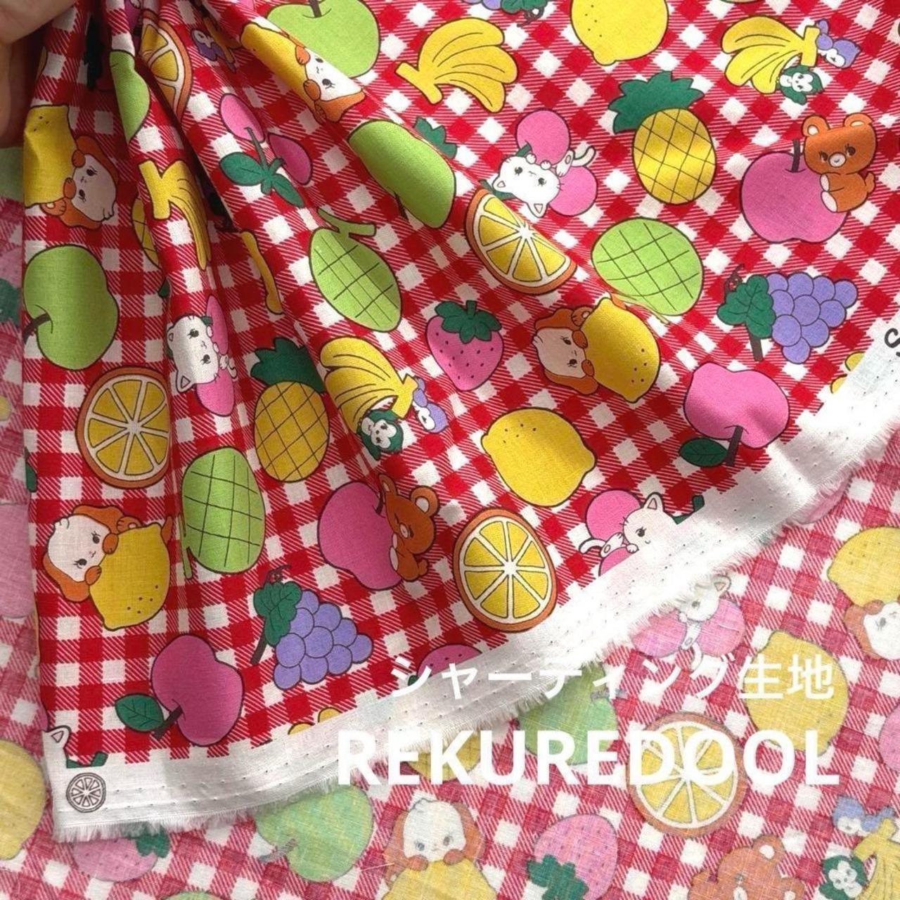 Cdr391◆1m◆SM◆綿100%シャーティング生地◆チェックレトロ柄