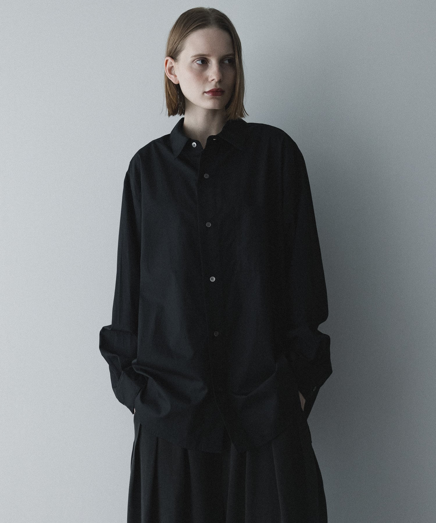 まつり remer × THOMAS MASON シャツ THOMAS MASON】loose basic oversize shirt〈 Black 〉 | remer