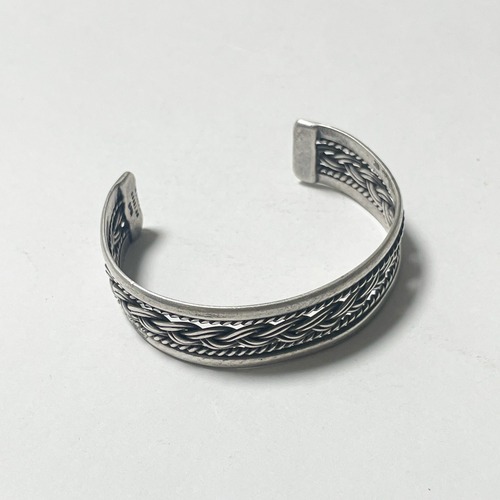 Vintage 925 Silver Buraided Cuff Bracelet Made In Mexico