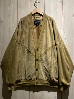 【a.k.a.C.a.k.a vintage】Beige Coloring Nubuck Leather Switching Loose Cardigan Jacket