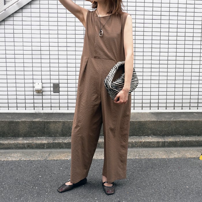 (W43)【6月下旬】2WAYフロントボタンノースリーブオールインワン