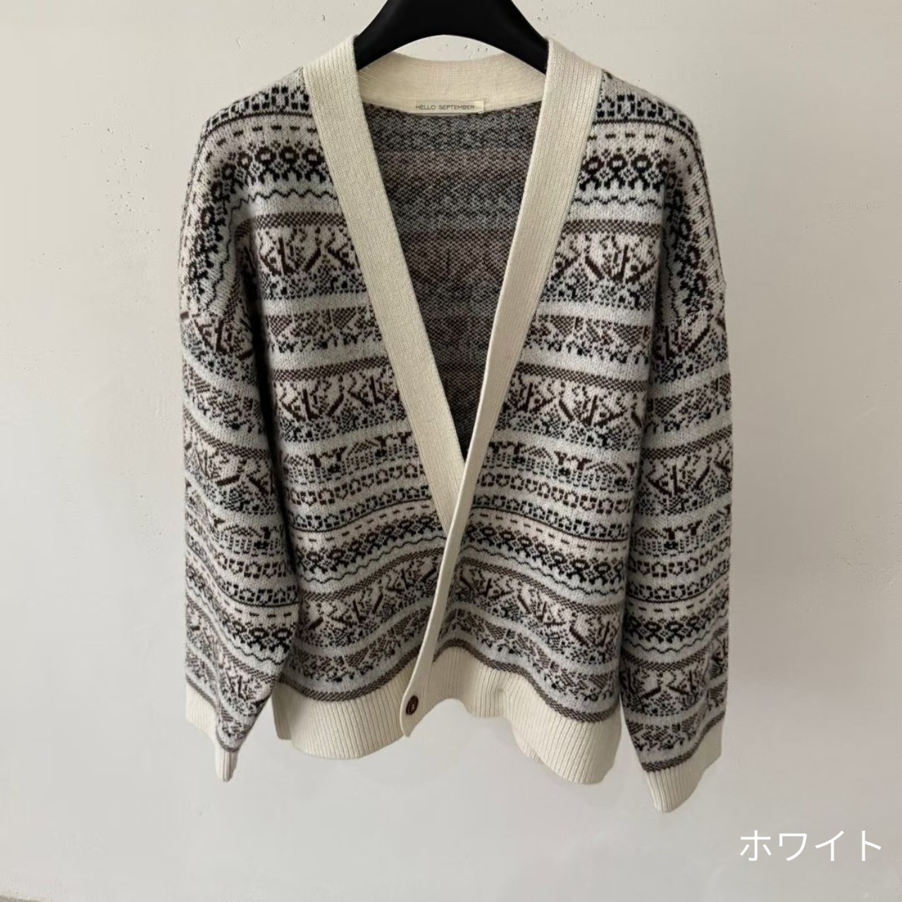Fair Isle Knit V-Neck Cardigan T3674