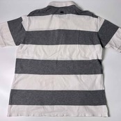 CANTERBURY OF NEW ZEALAND カンタベリー ボーダー 鹿の子 半袖 ポロシャツ ラガーシャツ 3L/グレー×ホワイト メンズ