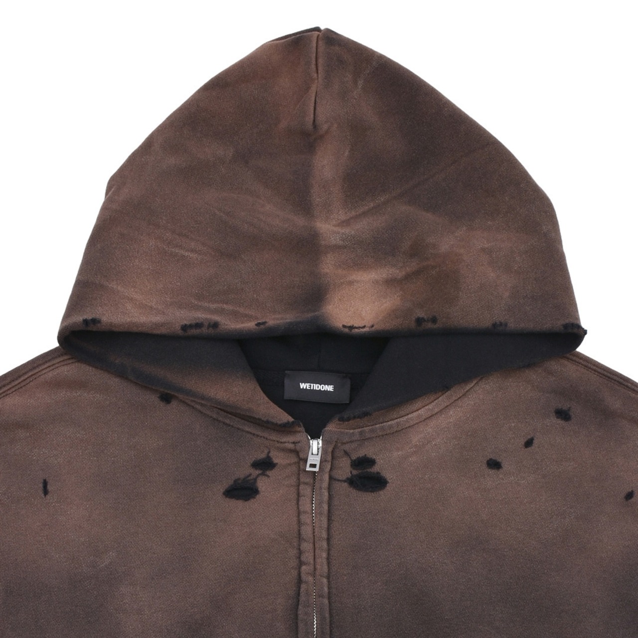 【WE11DONE】BLACK GRUNGE HOODIE ZIP-UP - 4