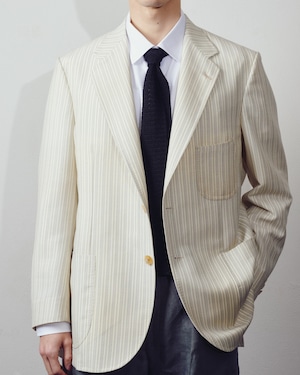 【新品】MINTENS special silk mohair wool made in Italy vintage fabric single jacket made in JAPAN /シルク モヘア ウール イタリア製ヴィンテージ生地を使用したシングル サマー ジャケット 日本製 実寸L~XL (イタリアサイズ52、USサイズ46程度) 本折半 ミラネーゼ ハンドステッチ 手縫い アンコン仕様