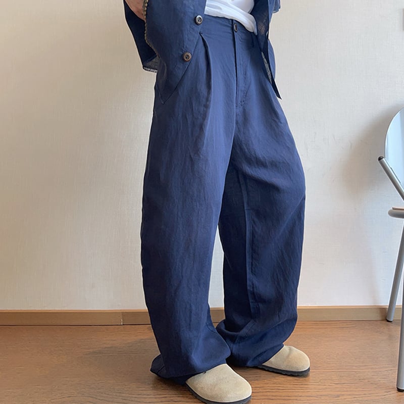 dannyandzeeリネンライオセル混ドレープ感パンツ