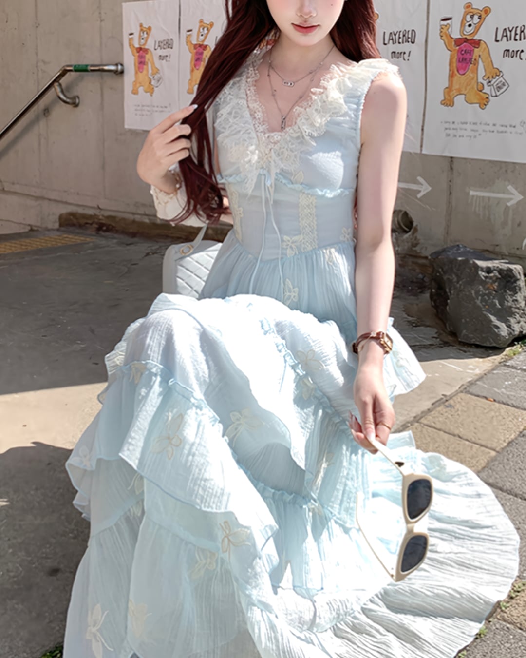 ピュアレースVネックバタフライワンピース 2505044