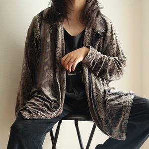 3X over size python pattern "velours" design shirt