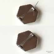 アンティークジュエリー シルバー モルフォ蝶 ブローチ(ヘキサゴンタイプ)