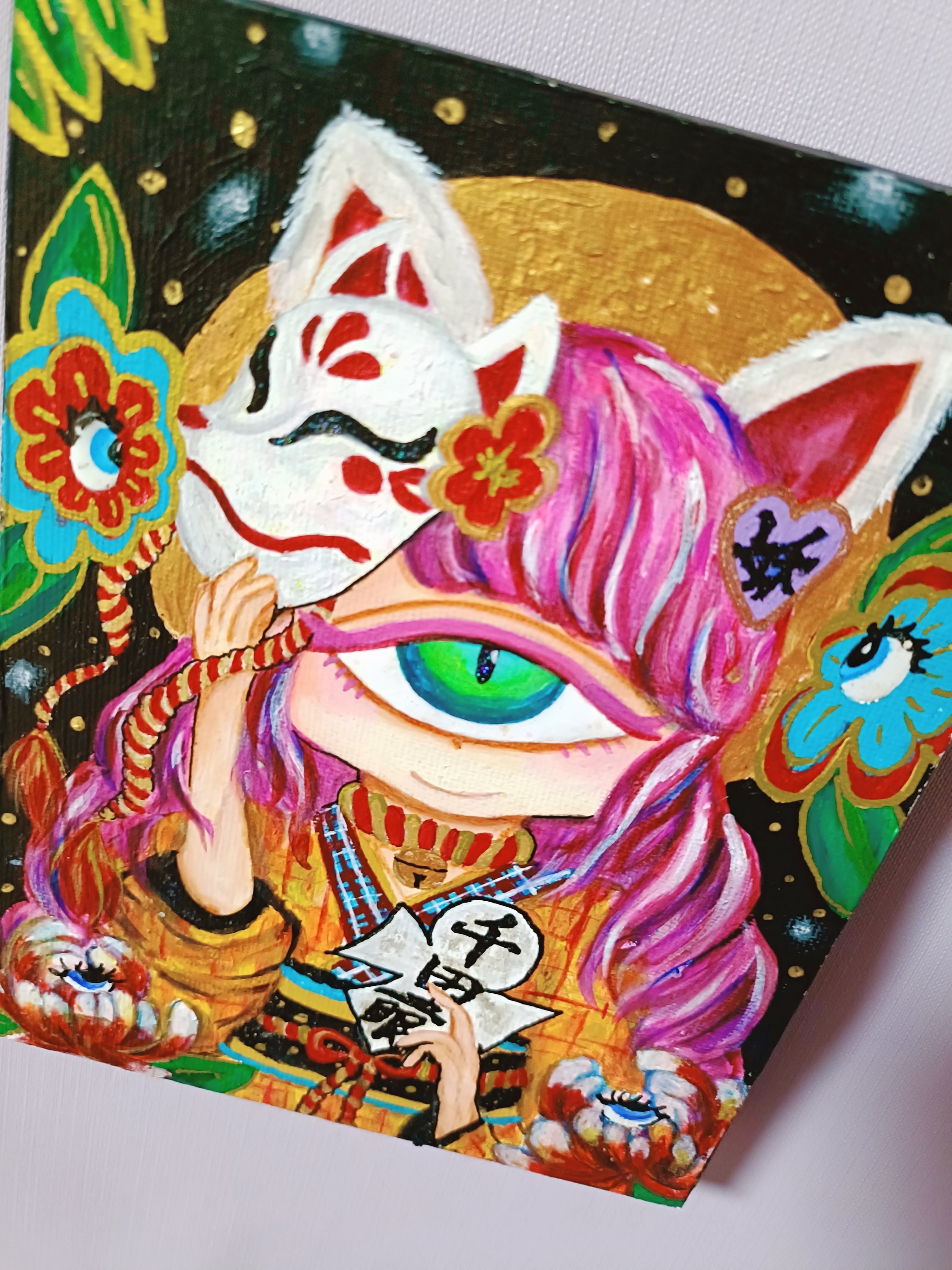 【Icono-Eye】千里眼【狐·イラストアート·現代アート·一点物】 Icono-Eye:再生】千里眼 | Icono-Eye:Chikaオフィシャルショップ