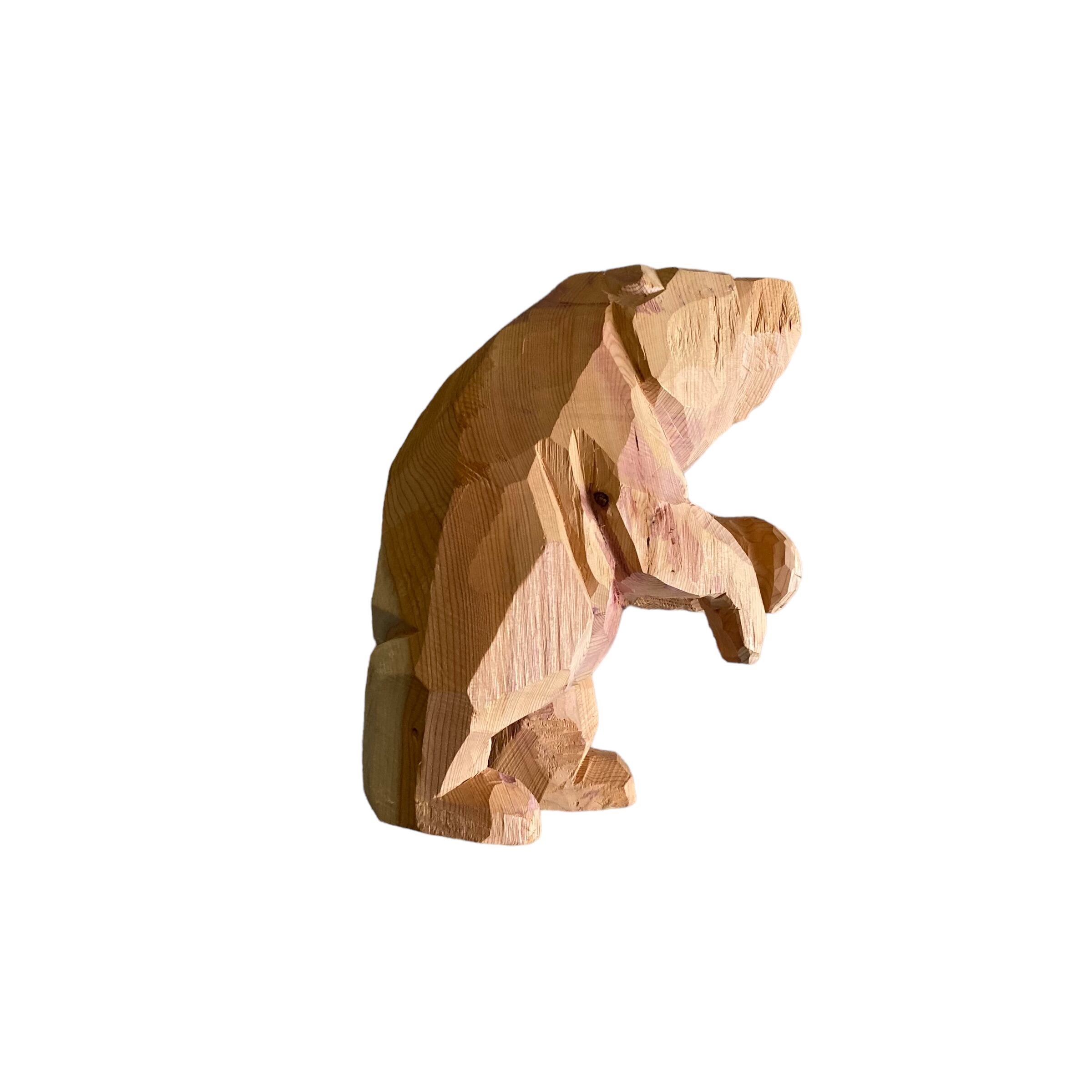 世界有名な 木彫りの熊 久保作 足裏に作者名の彫りあり 彫刻・オブジェ