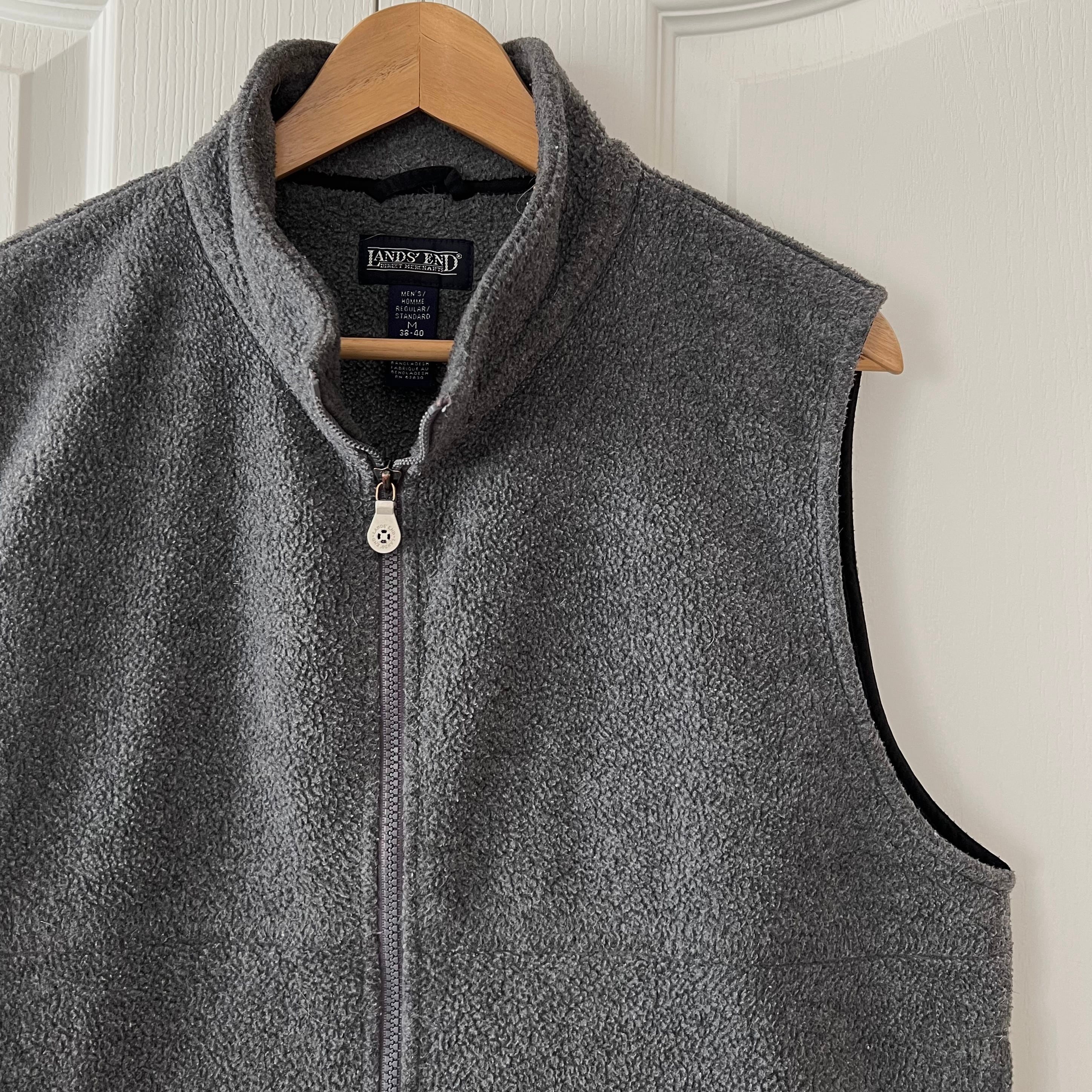 希少◎USA製LANDS'ENDヴィンテージ90sテックフリースベストXLグレー 90's USA製 LANDS' END Fleece Vest S / ランズエンド フリース ベスト