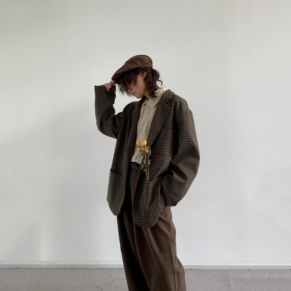 jiwuusチェック柄レトロジャケット | mblueshop