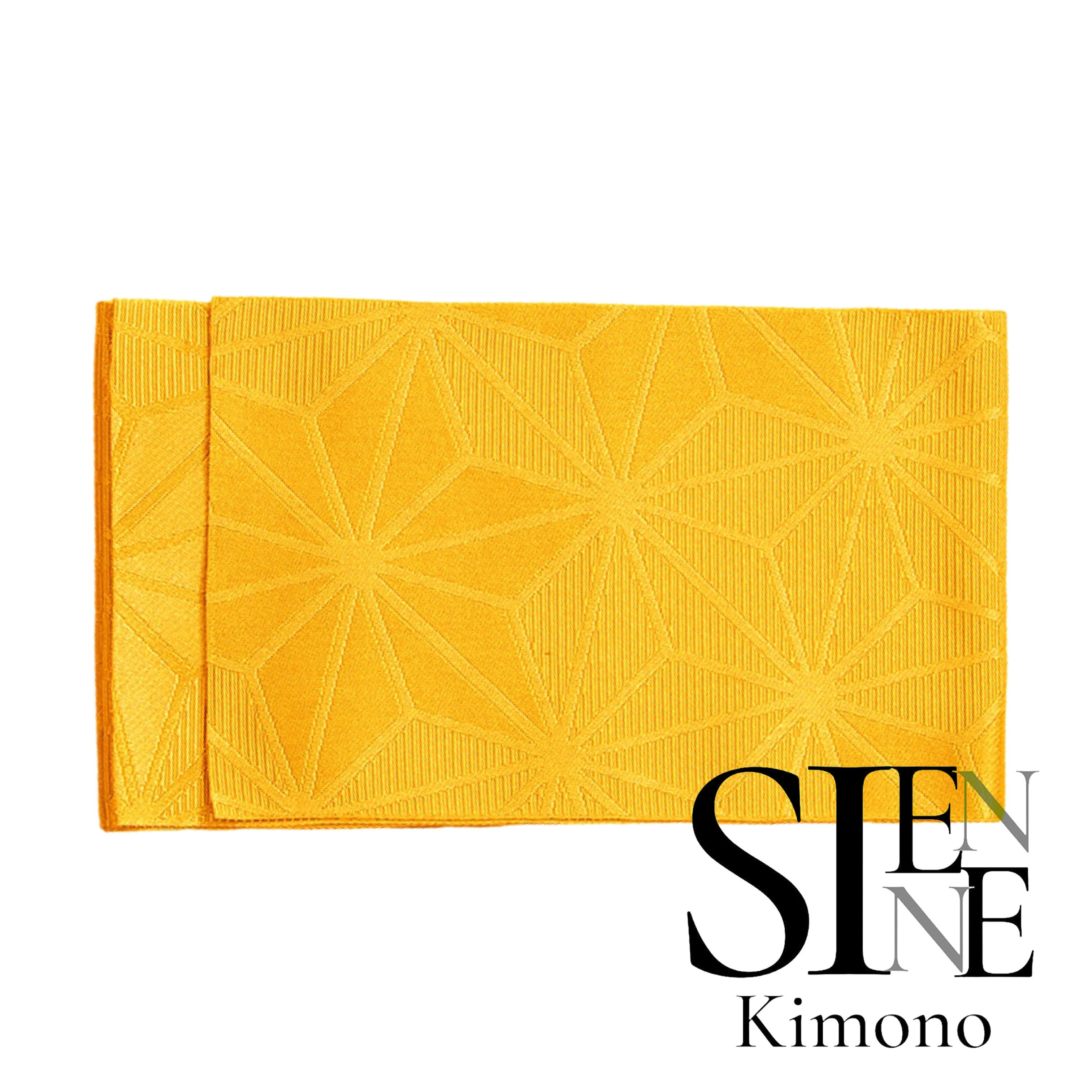 Kimono Sienne 袴下帯 半幅帯 浴衣帯 カジュアル 麻の葉柄 黄色